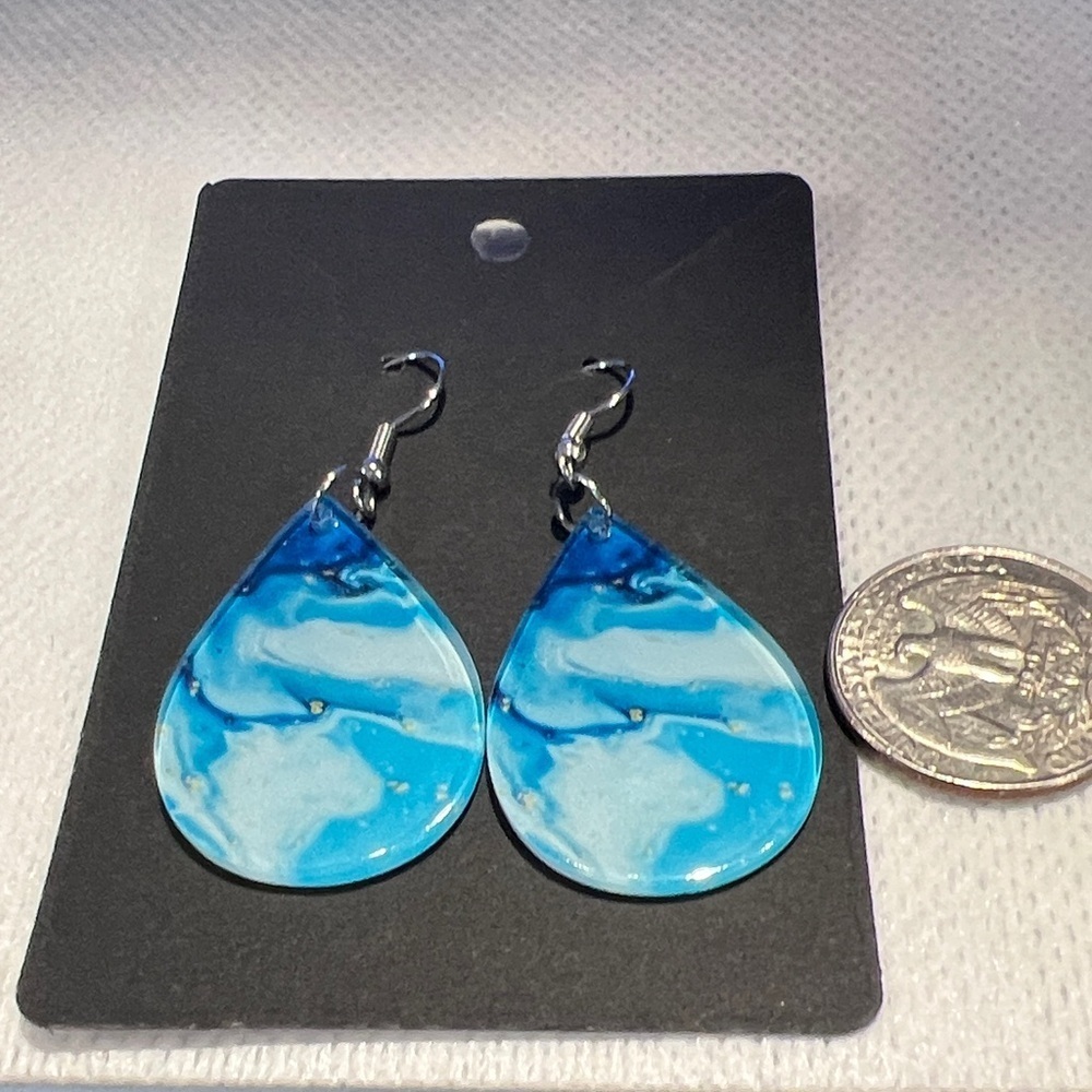 Ocean Swirl Teardrop Earrings - Picture 2 of 4